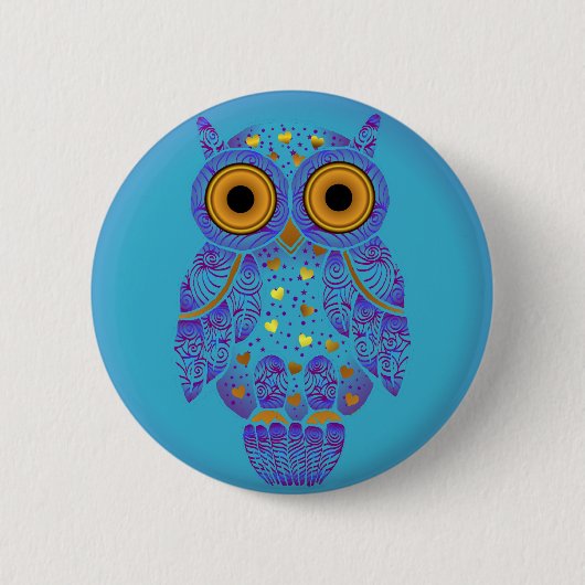 H00t Eulen-Blues-Knopf Button (Vorderseite)