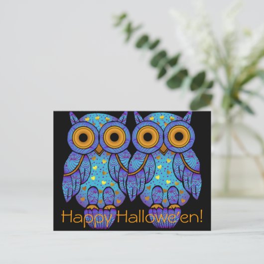 H00t Halloween Postkarte (Stehend Vorderseite)