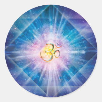 H039 Om Space Cube Runder Aufkleber