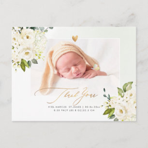 H2 Alabaster-Rosen Hortensien Baby Shower Postkart Postkarte