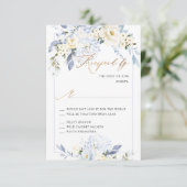 H2 Blue Hydrangea Cream Rose RSVP-Karten Einladung (Stehend Vorderseite)
