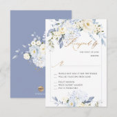 H2 Blue Hydrangea Cream Rose RSVP-Karten Einladung (Vorne/Hinten)