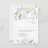H2 Blue Hydrangea Cream Rose RSVP-Karten Einladung (Vorderseite)