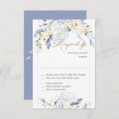 H2 Blue Hydrangea Cream Rose RSVP-Karten Einladung (Vorne/Hinten)