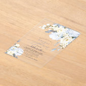 H2 Blue Hydrangea Creme Rose Brautparty Acryleinladungen (Ablage )