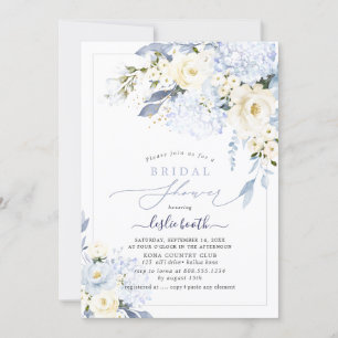 H2 Blue Hydrangea Creme Rose Brautparty Einladung