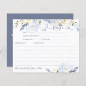 H2 Blue Hydrangea Creme Rose Rezept Karte (Vorne/Hinten)