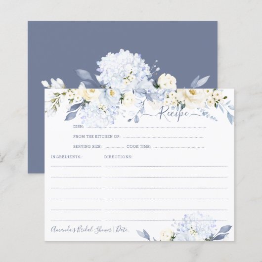 H2 Blue Hydrangea Creme Rose Rezept Karte (Vorne/Hinten)