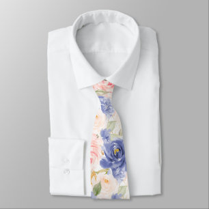 H2 Blumen Mittelmeerblau Rosarote Rosen   Krawatte