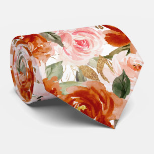 H2 Blumen Rost Orange Blush Rosen Krawatte