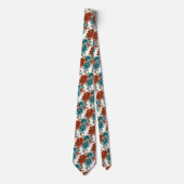 H2 Blumen Teal Grün Rost Orange Rosen Krawatte (Vorderseite)