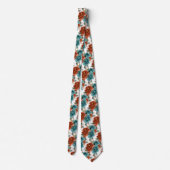 H2 Blumen Teal Grün Rost Orange Rosen Krawatte (Rückseite)
