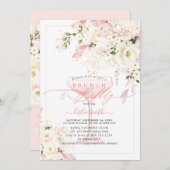 H2 Dusty Rose Blush Hydrangea Brunch Bubbly Einladung (Vorne/Hinten)