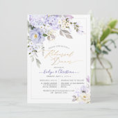 H2 Lila Hydrangea Creme Rose Probe Abendessen Einladung (Stehend Vorderseite)