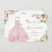 H2 Pink Sparkling Quinceanera Dress Rett Datum Einladung (Vorne/Hinten)