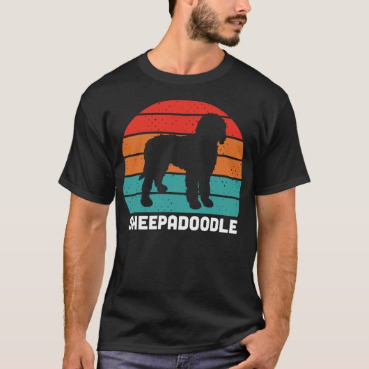 H676 Sheepadoodle Hund Silhouette 1 T-Shirt (Vorderseite)