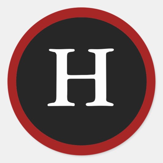H: Anfangsbuchstaben H Rot, Weiß und Schwarz Stick Runder Aufkleber (Vorderseite)