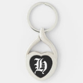 "H" Black Heart Keychain Schlüsselanhänger (Vorderseite)