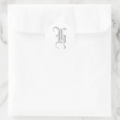 H-Buchstabe Monogramm Aufkleber Grau Old English (Tasche)