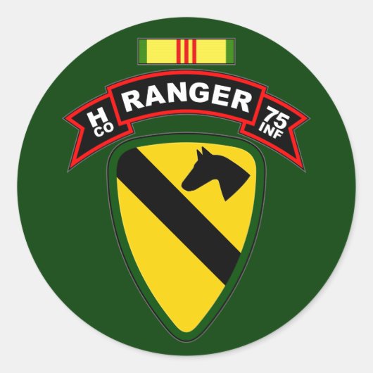 H Co, 75th Infantry Regiment - Rangers, Vietnam Runder Aufkleber (Vorderseite)