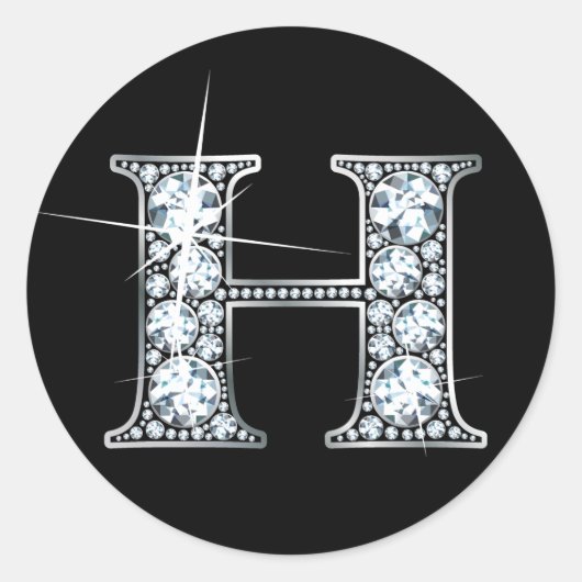 "H" Diamant Bling Sticker (Vorderseite)