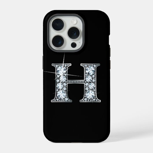 H Faux-Diamant-Monogramm iPhone Hülle (Rückseite)
