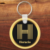 H Gold Mit Monogramm Buchstabe Personalisiert Schlüsselanhänger (Vorderseite)
