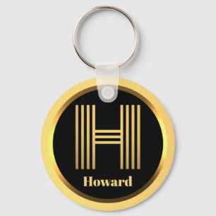 H Gold Mit Monogramm Buchstabe Personalisiert Schlüsselanhänger