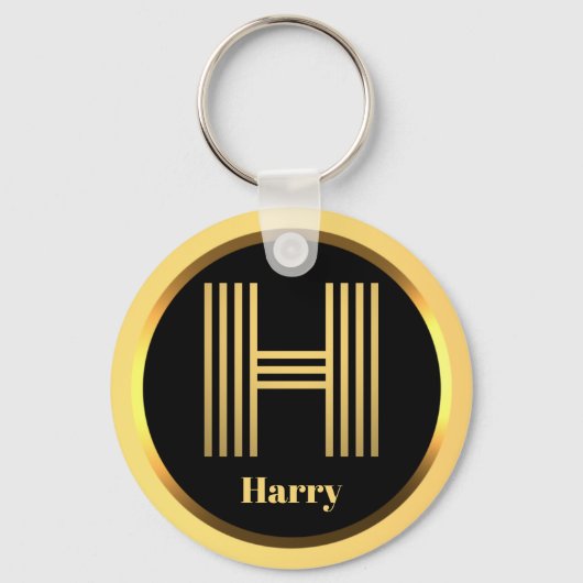 H Gold Mit Monogramm Letter Personalisiert Schlüss Schlüsselanhänger (Vorderseite)