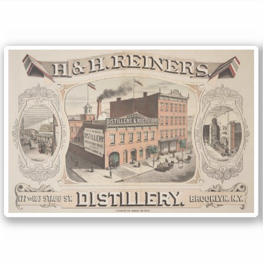 H. & H. Reiners Distillery Gebäude in Brooklyn, Ny Aufkleber (Vorderseite)