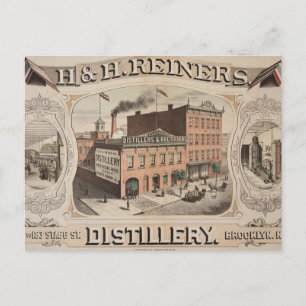 H. & H. Reiners Distillery Gebäude in Brooklyn, Ny Postkarte
