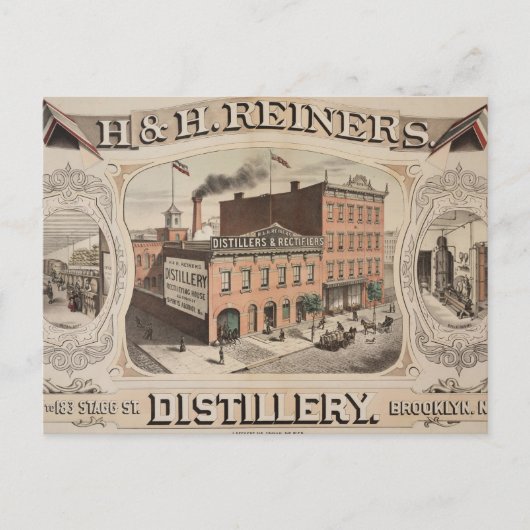 H. & H. Reiners Distillery Gebäude in Brooklyn, Ny Postkarte (Vorderseite)