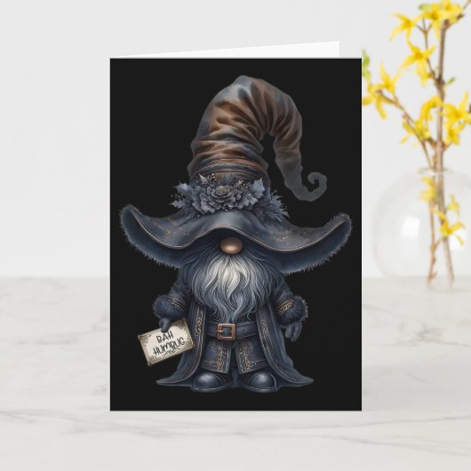 H Humbug Gnom Im Dunklen Santa-Outfit Lustig Anti Karte (Gelbe Blume)