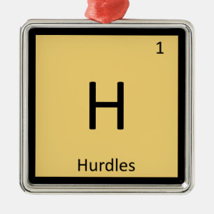 H - Hürden Leichtathletik Chemisches Symbol Ornament Aus Metall