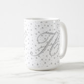H Initial Monogram White Diamonds Print Kaffeetasse (VorderseiteRechts)