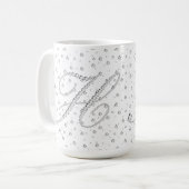 H Initial Monogram White Diamonds Print Kaffeetasse (Vorderseite Links)