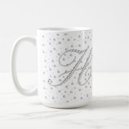 H Initial Monogram White Diamonds Print Kaffeetasse