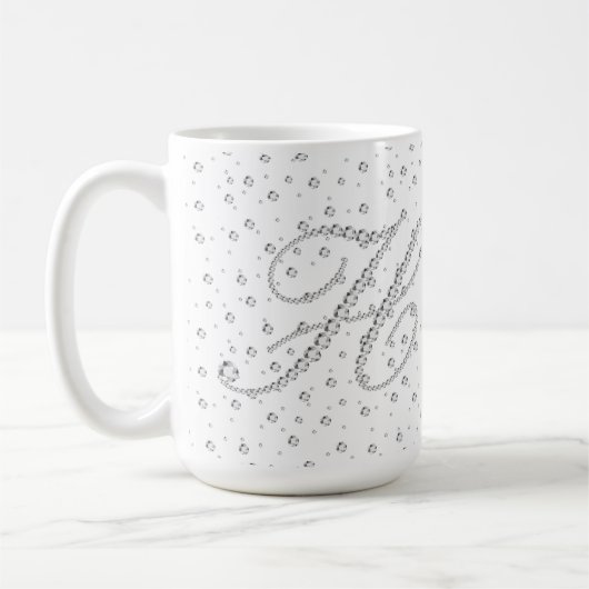 H Initial Monogram White Diamonds Print Kaffeetasse (Links)