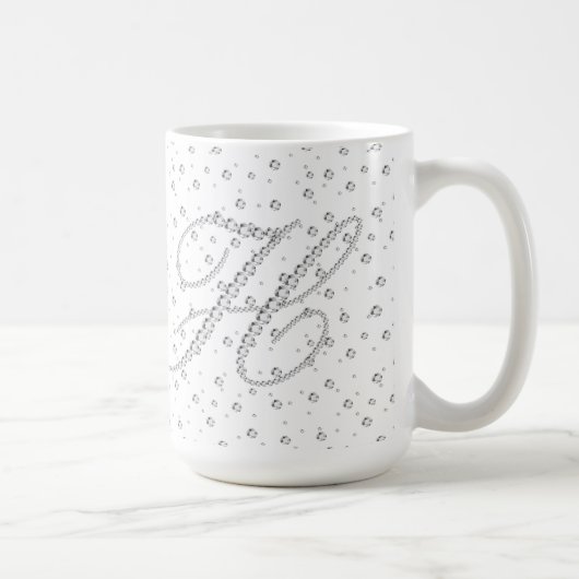 H Initial Monogram White Diamonds Print Kaffeetasse (Rechts)