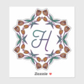 H Initial Unique Boho Tulips Deko Blume Hübsch Aufkleber (Blatt)