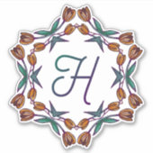 H Initial Unique Boho Tulips Deko Blume Hübsch Aufkleber (Vorderseite)