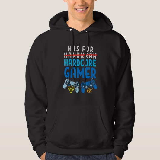 H Is For Hanukkah Gamer Video Gaming Boys Men Paja Hoodie (Vorderseite)