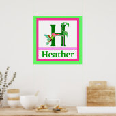 H is for Hummingbird & Girl Name Wall Art for Kids Poster (Küche)