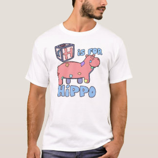 H ist für Flusspferd-Kleinkind-T - Shirt (weiße