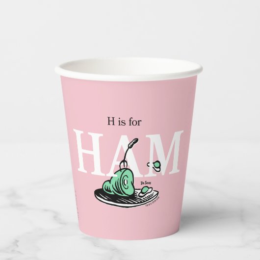 "H ist für HAM" | Alphabet-Design Pappbecher (Vorderseite)