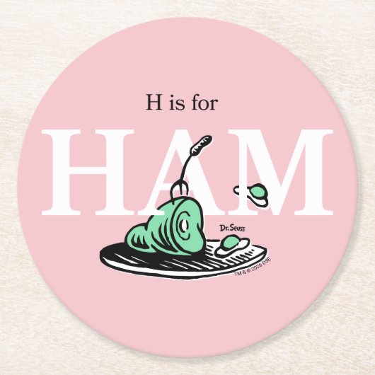 "H ist für HAM" | Alphabet-Design Runder Pappuntersetzer (Vorderseite)