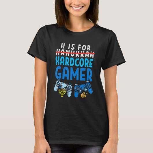H ist für Hanukkah Gamer Video Gaming Boys Men Paj T-Shirt (Vorderseite)