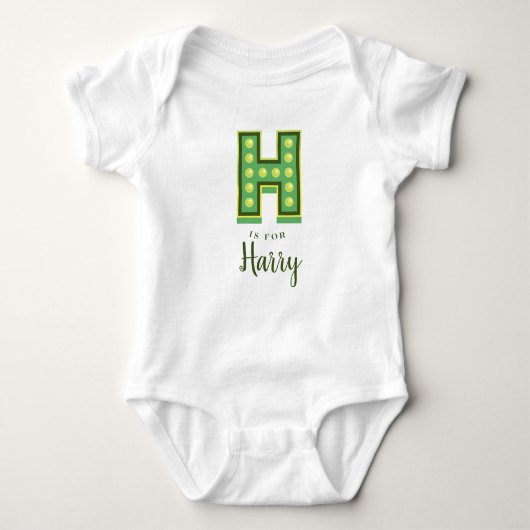 H ist für Harry (oder Custom H name) Hollywood Lig Baby Strampler (Vorderseite)