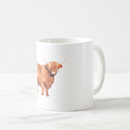 H ist für Highland Cow Kaffeetasse (VorderseiteRechts)