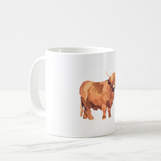 H ist für Highland Cow Kaffeetasse (Vorderseite Links)